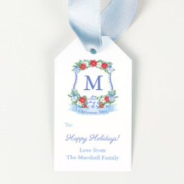 Etiquetas Para Regalos Moda Chinoiserie Poinsettia Wreath Merry Christmas