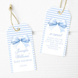 Etiquetas Para Regalos Moda Cuidada Azul Bow Bebé Ducha Gracias