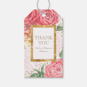 Etiquetas Para Regalos Moda de las Flores de Confetti y Acuarela Rosa de