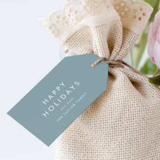 Etiquetas Para Regalos Moda | Dusty Blue Happy Holidays Family Navidades