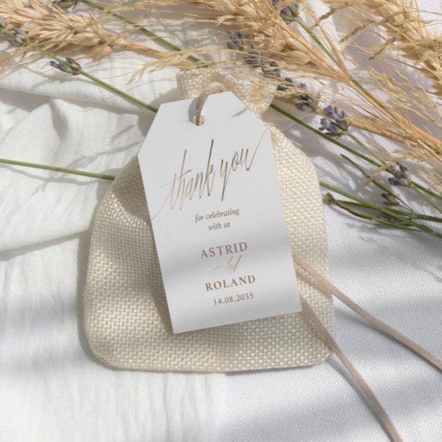 Etiquetas Para Regalos Moda Faux Metallic Gold Calligraphy Boda (Subido por el creador)