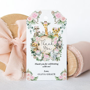 Etiquetas Para Regalos Moda Jungle Safari Animales Rubor Floral Baby Girl