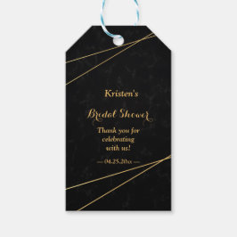 Etiquetas Para Regalos Moda Marco geométrico negro y dorado Ducha de novi