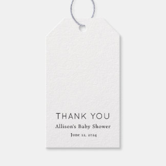 Etiquetas Para Regalos Moda minimalista Baby Shower en blanco y negro