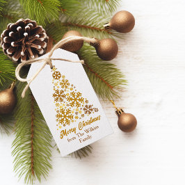 Etiquetas Para Regalos Moda Oro Copos de nieve Árbol de Navidad Personali