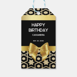 Etiquetas Para Regalos Moda Oro Egipto Geométrico Oro Bow Feliz Cumpleaño