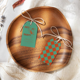 Etiquetas Para Regalos Moda Retro Verde y naranja 30 Fiesta de cumpleaños