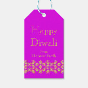 Etiquetas Para Regalos Modelo indio Diwali del fucsia y del oro