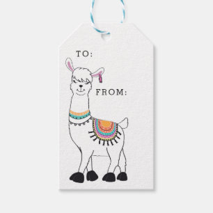 Etiquetas Para Regalos Modelo lindo de la llama del dibujo animado