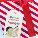 Etiquetas Para Regalos Modern Birthday Cute Pirate Map Treasure Whimsical<br><div class="desc">Simple Pirate Treasure Map Cute and fun kids birthday custom party favor tag. Aarg Mateys come aboard the pirate ship for a fun pirate time. This whimsical treasure map with a hat and pirate sword makes a great boy or girl party theme. Personalized template with pirates name. A unique and...</div>