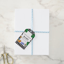 Etiquetas Para Regalos Modern Black and White Stripe Safari  Baby Shower 