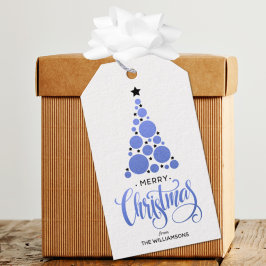 Etiquetas Para Regalos Modern Blue Christmas Tree Holiday