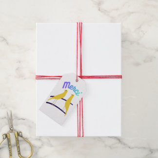 Etiquetas Para Regalos Modern Canary & "Merci" - Japandi Style Art