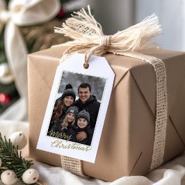 Etiquetas Para Regalos Modern Elegant Black and Gold Family Photo