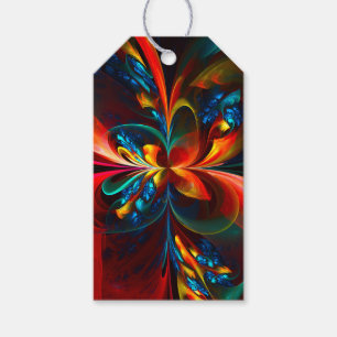 Etiquetas Para Regalos Modern Floral Resumen Art Naranja Patrón Azul #14