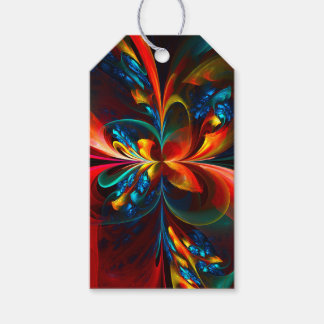 Etiquetas Para Regalos Modern Floral Resumen Art Naranja Patrón Azul #14