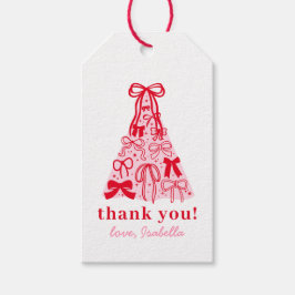 Etiquetas Para Regalos Modern Pink Red Bow Girl Birthday Favor