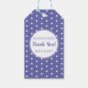 Etiquetas Para Regalos Modern Purple Polka Dot Nombre fiesta de cumpleaño