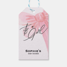 Etiquetas Para Regalos Modern Watercolor Blush Pink Bow It's A Girl