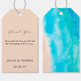 Etiquetas Para Regalos Moderna acuarela Sandy Beach Waves Boda