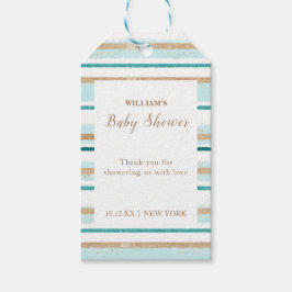 Etiquetas Para Regalos Moderna banda de color de agua verde de oro Baby S