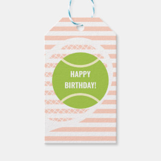 Etiquetas Para Regalos Moderna bola de tenis verde a rayas cumpleaños col