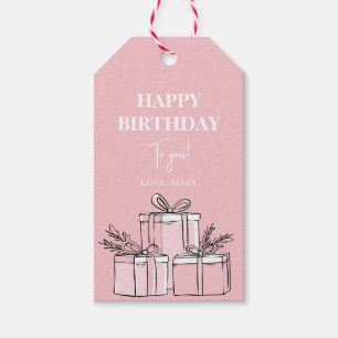 Etiquetas Para Regalos Moderna caja de regalo de color rosa puro envuelto