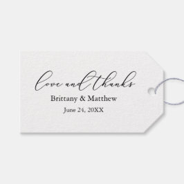Etiquetas Para Regalos Moderna caligrafía Minimalista Boda amor gracias
