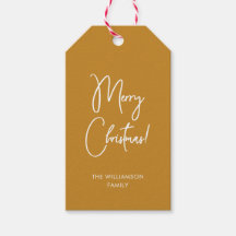 Moderna caligrafía ocre guión Feliz Navidad