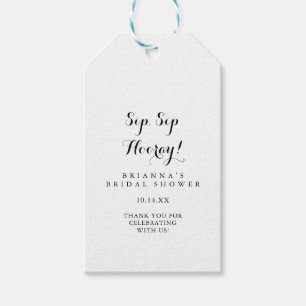 Etiquetas Para Regalos Moderna caligrafía Sip Sip Hooray Bridal Shower