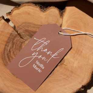 Etiquetas Para Regalos Moderna escritura simple mínima terracota gracias