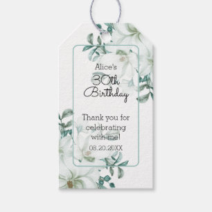 Etiquetas Para Regalos Moderna Magnolia Blanca Greenery 30 cumpleaños