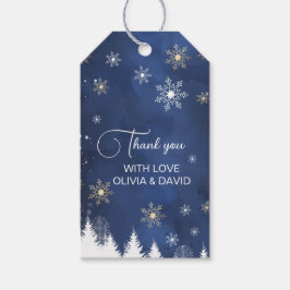 Etiquetas Para Regalos Moderna marina de invierno con copo de nieve y oro