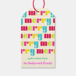 Etiquetas Para Regalos Moderna negrita y colorida merry personalizada