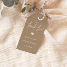 Etiquetas Para Regalos Moderna revelación de género marrón Minimalista gr