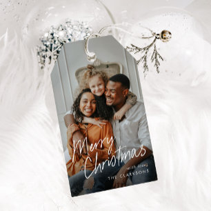 Etiquetas Para Regalos Moderna y simple foto de escritura, Feliz Navidad