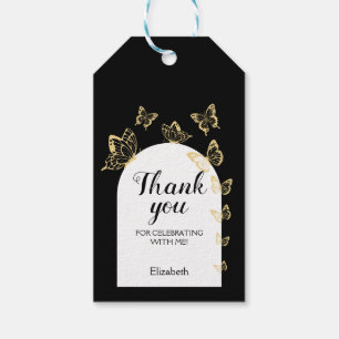 Etiquetas Para Regalos Modernas mariposas de oro negro fabulosas cumpleañ