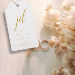 Etiquetas Para Regalos Moderno Boda de monograma minimalista elegante de<br><div class="desc">Moderno Minimal Elegante caligrafía Script Monograma Boda Etiquetas de regalo Añade un toque de elegancia a tus favores matrimoniales con estas impresionantes, modernas, minimalistas y elegantes etiquetas de regalo de guión de caligrafía. Diseñadas en blanco y oro clásico, estas etiquetas son la manera perfecta de personalizar tus regalos y agradecer...</div>