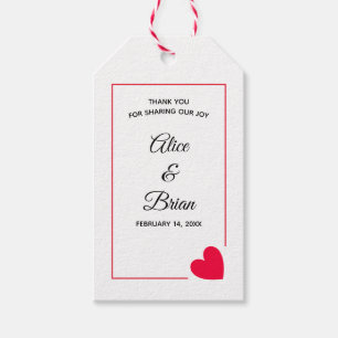 Etiquetas Para Regalos Moderno Boda de San Valentín rojo