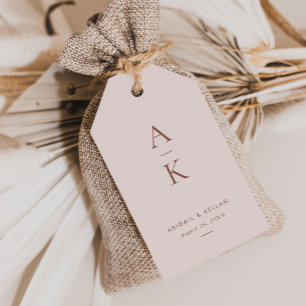 Etiquetas Para Regalos Moderno Boda de tonos de la Tierra del monograma m