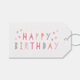 Etiquetas Para Regalos Moderno Colorido Feliz Cumpleaños Rosa