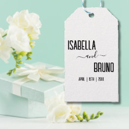 Etiquetas Para Regalos Moderno, elegante Boda de texto negro personalizad