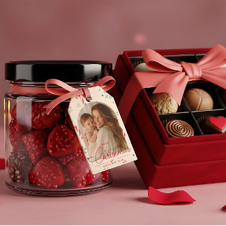 Etiquetas Para Regalos Moderno Elegante Foto con Letra Roja Navidad Alegr