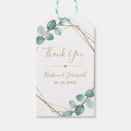 Etiquetas Para Regalos Moderno Eucalyptus Watercolor Gold Script Boda