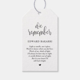 Etiquetas Para Regalos Moderno, Funeral Service, Memorial Candle Tag