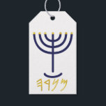 Etiquetas Para Regalos Moderno Menorah Gift Tag Navy Gold<br><div class="desc">Menorah Gift Etiqueta Navy Gold Etiquetas de regalo personalizables Paleo letras hebreas - Menorah: Mem, Nun, Resh, Hey Mem - Chaos Mighty Blood Nun - Continuar Su Hijo Resh - Primer Comienzo Superior Hey - Ver Respiración Reveal H4501 (Fuerte) מְ נֹ רָ ה מְ וֹ › ` menâh menrôrôh h...</div>
