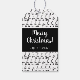 Etiquetas Para Regalos Moderno negro y blanco Fa La La La Navidades Wrapp