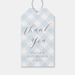 Etiquetas Para Regalos Moderno + Sweet Light Blue Gingham Baby Shower