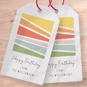Etiquetas Para Regalos Moderno y simple pastel de arcoiris Feliz cumpleañ