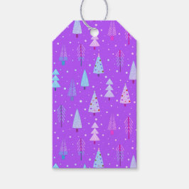 Etiquetas Para Regalos Modernos árboles de Navidad patrón azul morado ros
